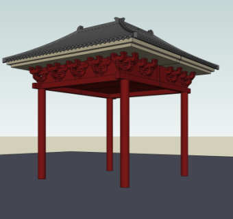 中式小亭子免费su模型