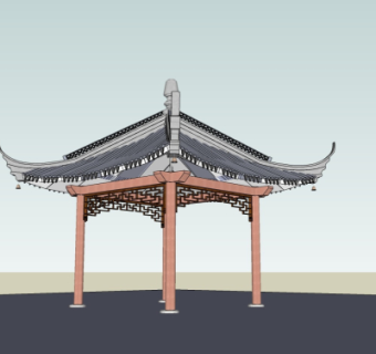 中式小亭子免费su模型