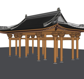 中式小亭子免费su模型