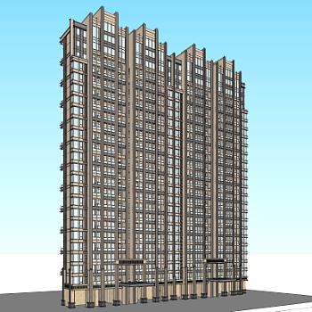 新古典高层公寓楼su模型