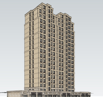 新古典高层公寓楼su模型