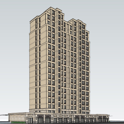 新古典高层公寓楼su模型