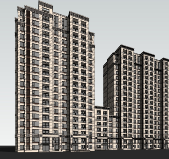 新古典高层公寓楼su模型
