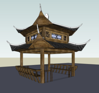 中式小亭子免费su模型