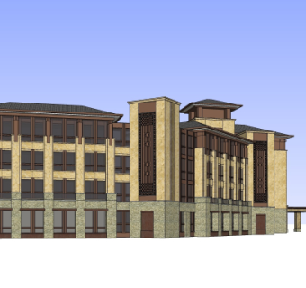 新中式办公楼su模型