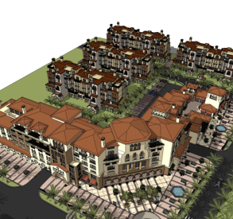 欧式公寓楼su模型