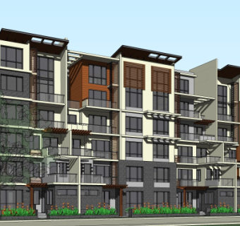 现代住宅外观su模型