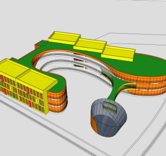 现代教学楼鸟瞰规划su模型
