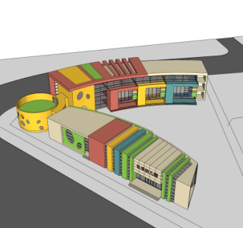 现代幼儿园外观su模型