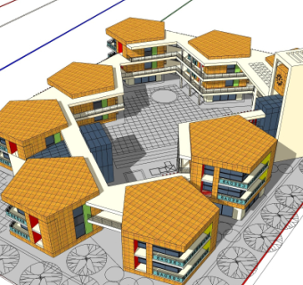 现代幼儿园教学楼su模型