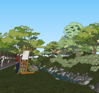 现代园林景观su模型