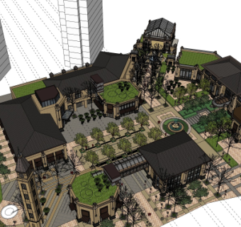 欧式建筑外观su模型