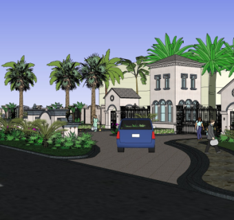 欧式园林景观su模型