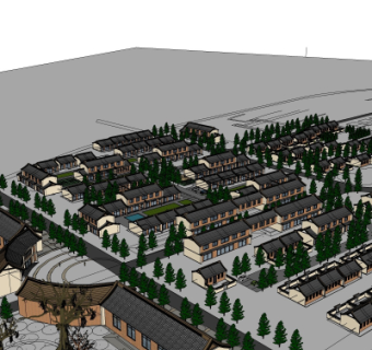 中式住宅外观su模型