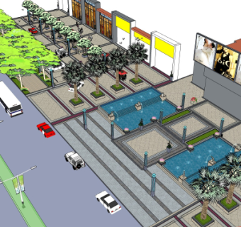 现代商业街su模型