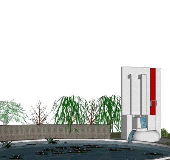 现代水池景观su模型
