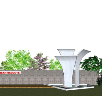 现代景观墙su模型