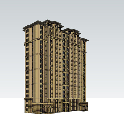 新古典高层公寓楼su模型