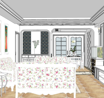 北欧客厅su模型