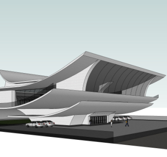 现代车站su模型