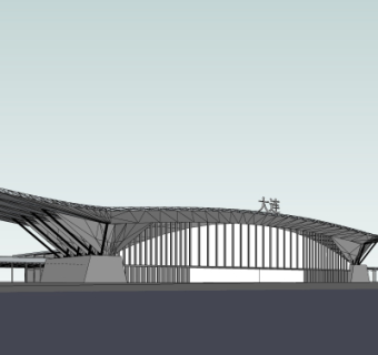 现代高铁站外观免费su模型