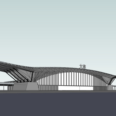 现代高铁站外观su模型