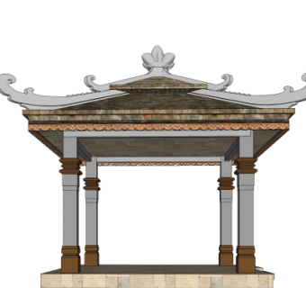 中式凉亭su模型