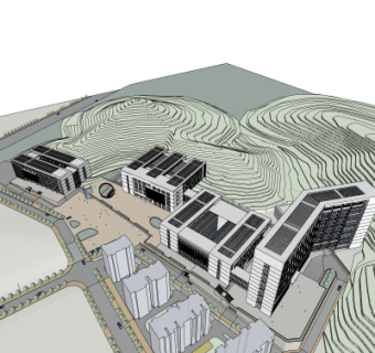 现代高层住宅鸟瞰规划su模型