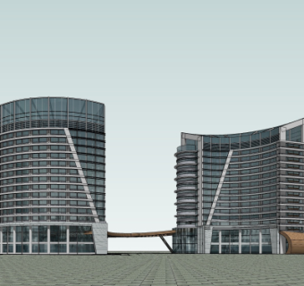 现代办公楼外观su模型