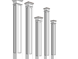 现代柱子su模型