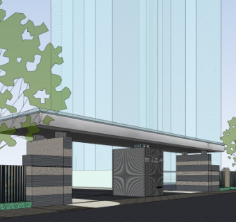 现代办公大门免费su模型