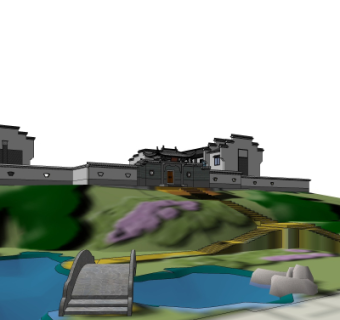 中式建筑外观su模型