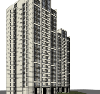 现代高层住宅外观su模型