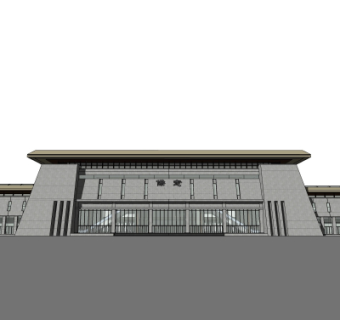 现代车站su模型