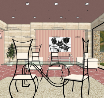 现代休闲桌椅su模型