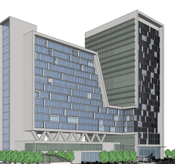 现代办公楼外观su模型