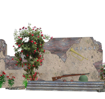 现代景观墙su模型