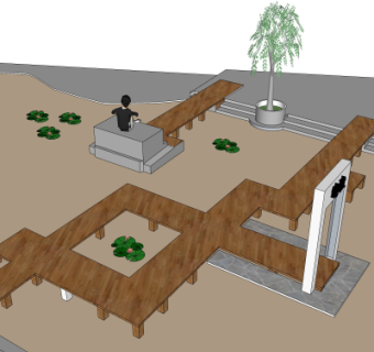 现代园艺小品su模型