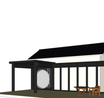 中式廊架su模型