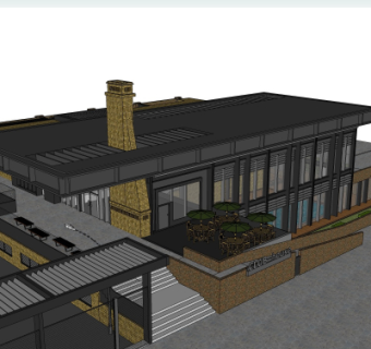 现代沿街商业建筑su模型