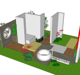 现代园艺小品su模型