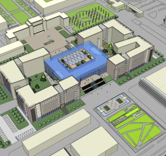 现代办公楼鸟瞰规划su模型