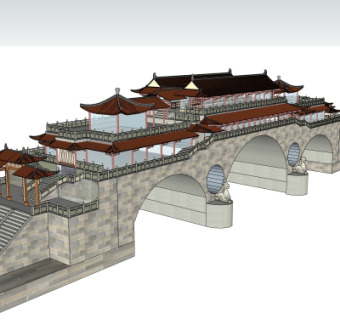 中式城楼建筑su模型