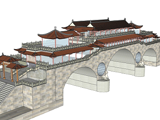 中式城楼建筑su模型