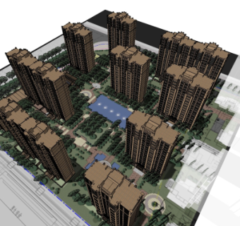 欧式高层住宅鸟瞰规划su模型