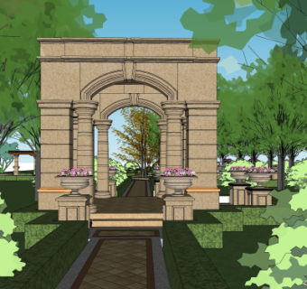 欧式凉亭su模型