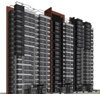 现代公寓楼su模型