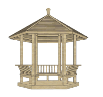 中式小亭子su模型