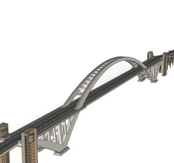 现代石拱桥免费su模型
