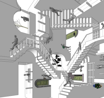 中式楼梯su模型